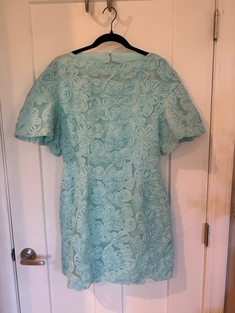 ARRANGE embroidered floral dome tshirt sleeve mini dress BACKLESS !